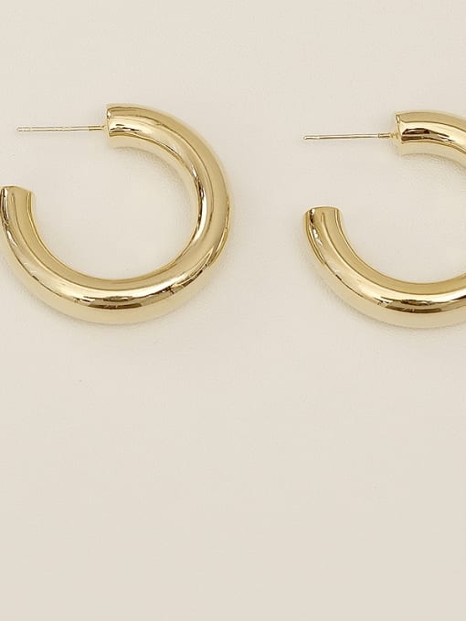 14k Gold Plating [small] Copper Alloy Round Minimalist Hoop Trend Korean Fashion Earring